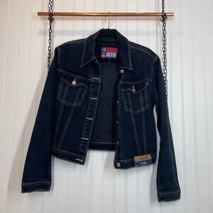 Coogi Women’s Dark Wash Blue Denim Cotton Jean Jacket Size M